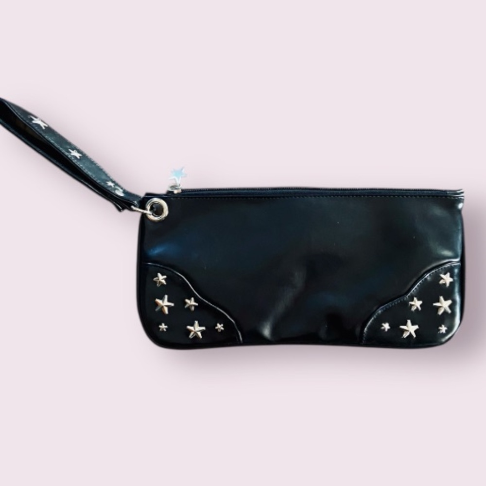 Black Wristlet with Silver Star Studs